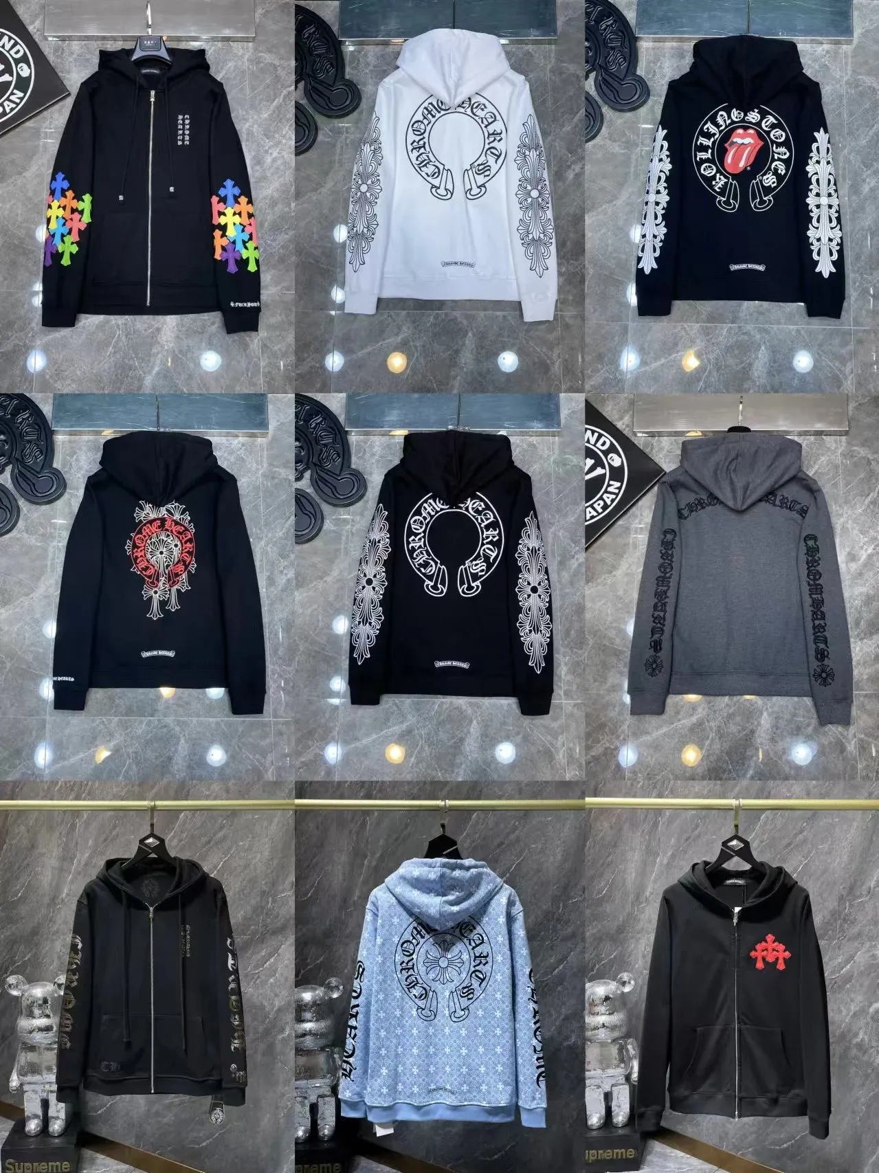 24SS Croop High Version Horseshoe Pattern Sanskrit Classic Hoodie Men's and Women's (49) - Image 1