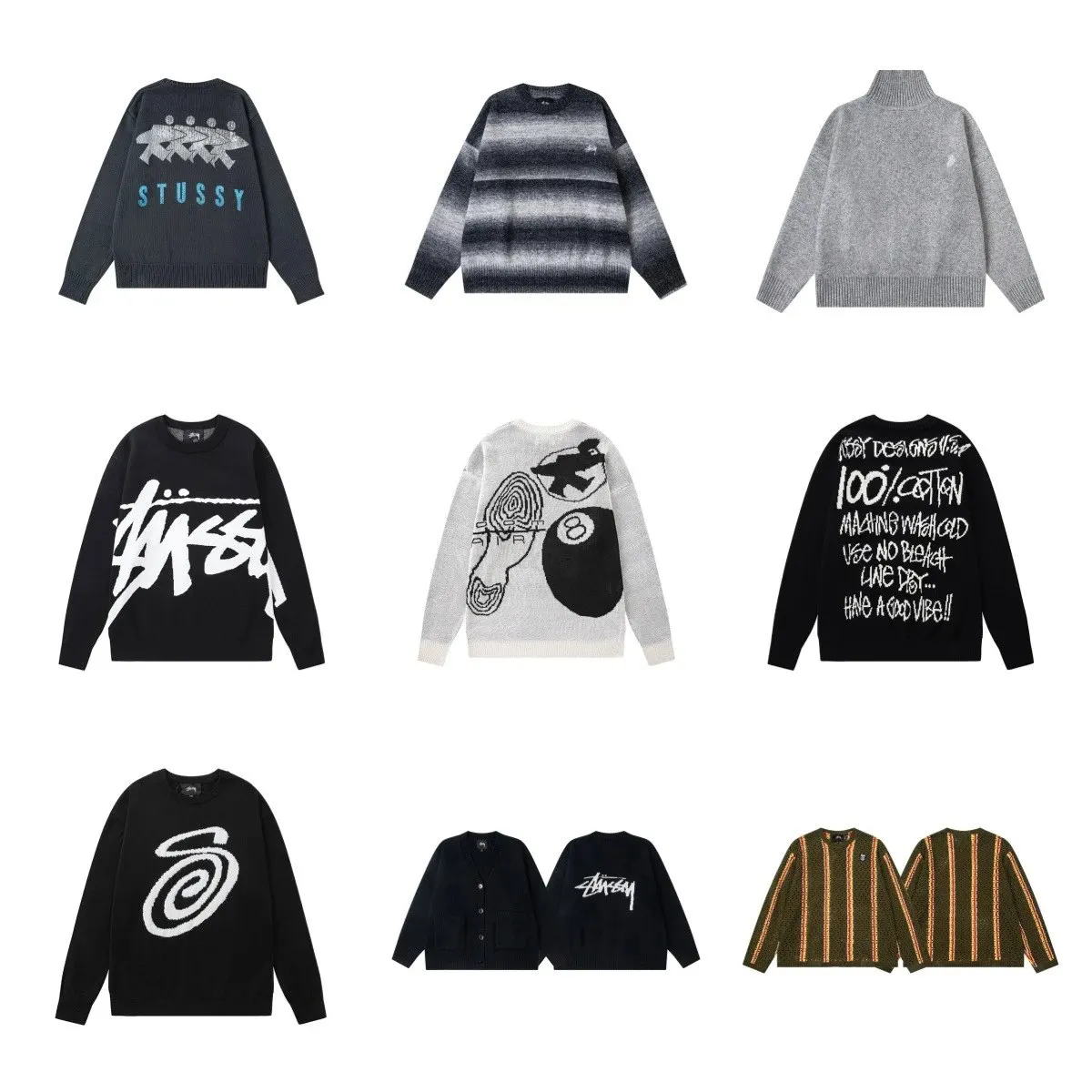 斯图大Logo宽松套头圆领手工编织宽松廓形针织美式 (40) - Image 1